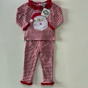 Cecil and Lou Santa Pajama Set - Red and White Stripes